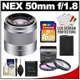 Sony Alpha NEX E-Mount 50mm f/1.8 OSS Telephoto Lens with 16GB Card + 3 UV/FLD/PL Filters + Battery + Cleaning Kit for NEX-3, NEX-C3, NEX-5, NEX-5N & NEX-7 Digital Cameras & NEX-VG10, NEX-VG20 Camcorders