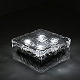 Solar 4 LED Clear Glass Brick Paver Light - Cool White - 4" x 4"
