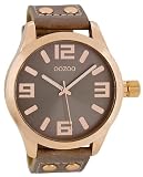 Oozoo XXL Damenuhr mit Lederband - C4989 - Rose/Dunkelbraun