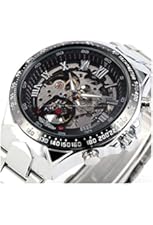 Russian Skeleton Automatic Watches For Men Silver Stainless Steel Wrist Watch