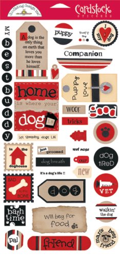 Cardstock Stickers & Tags 6 Inch X12 Inch Sheet-Dog Tags