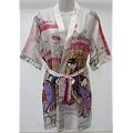 "Innocent Ivory White" Ladies Chinese/Japanese Silk Satin Kimono Robe Dressing Gown Fancy Dress Size 8-12