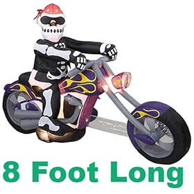  Gemmy 2812630 Airblown Inflatable - Skeleton Biker, 8 Feet Long