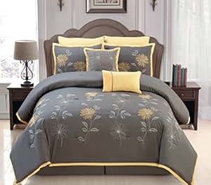Amazon.com: Sunshine Yellow / Grey Comforter Set ...