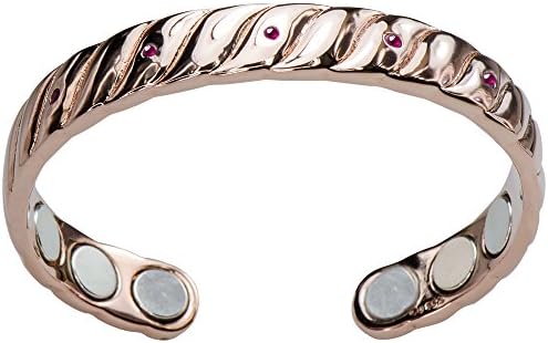 Elegant Copper Bracelet - HELIOS Women's Copper Magnetic Healing Bracelet - Stylish Handcrafted 7" Twisted Rope Style Bangle with 6 Powerful Magnets for Wrist Pain - Perfect Gift - 5 Hand Selected Natural Red Ruby Gemstones - 100% Money Back Guarantee if you don't LOVE IT!