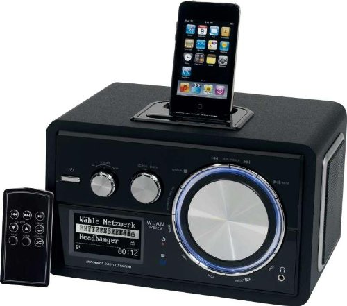 LUXUS W-LAN INTERNET-RADIO MIT IPOD DOCKING-STATION, MIT RADIOWECKER + 15 WATT LAUTSPRECHER, 12500 DIGITALE RADIO-STATIONEN, ANSCHLUSS AN HIFISYSTEM + LAUTSPRECHERSYSTEM, NEU + OVP