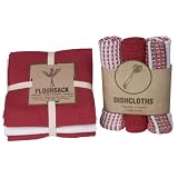 Now Designs Floursack Towel and Dishcloth Set of 6, Chili