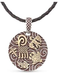 Jody Naranjo Mixed Metal Pendant on Leather Cord