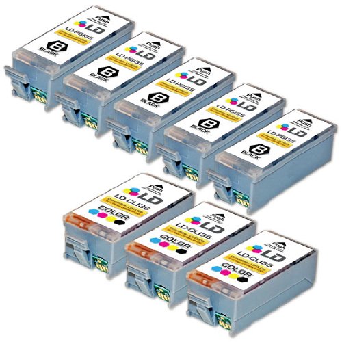 LD © Canon Pixma iP100 Compatible Set of 8 Ink Cartridges: 5 Black PGI35, 3 Color CLI36