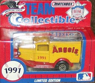 Los Angeles Angels 1991 Matchbox MLB Diecast Ford Model A Truck White Rose Baseball Team Collectible Toy Car 1:64 Scale