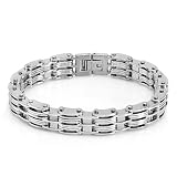 Designer Inspired Stainless Steel Link Mens Bracelet 8 inch