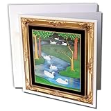 Taiche - Acrylic Painting - Swans - Seven Swans A Swimming- sacraments, 7 sacraments, catholicism, swan, christmas, swan art, swans - 6 Greeting Cards with envelopes (gc_78742_1)