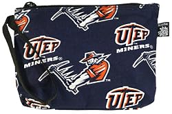 UTEP Miners Makeup Pouch-Travel Clutch - Coin Purse Wristlet UTEP Make up Cosmetic Beauty Bag Best Unique Small Gifts for Women Woman Ladies Girls or College Students