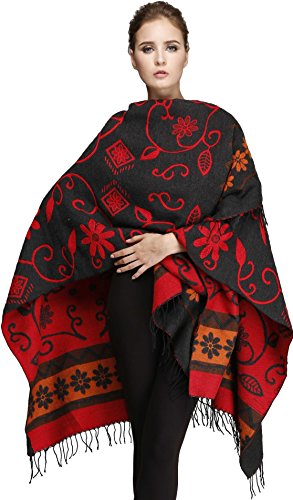 Seawhisper 60"x52   reversible cape shawl wrap bla…
