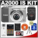 Canon PowerShot A2000 IS Compact Digital Camera + 8GB SD Card + Case + Batteries + Accessory Kit