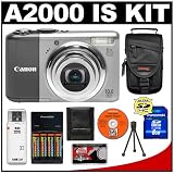 Canon PowerShot A2000 IS Compact Digital Camera + 8GB SD Card + Case + Batteries + Accessory Kit