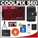 Nikon Coolpix S60 Digital Camera - Crimson Red + Spare EN-EL10 Battery + 4GB Memory Card + Case + Accessory Kit (Camera & Lens Refurbished by Nikon U.S.A.)