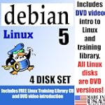#8: Debian 5, 4-disks DVD Set, Includes "Introduction to Linux" video-DVD, Linux Training Library and printed Quick Reference Card of Linux commands, Contains both 32-bit and 64-bit versions, includes Complimentary Evaluation Exam