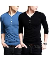 iLoveSIA Mens Henley T-shirts Long Sleeve With Button Placket