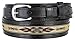 Mens Genuine Leather Ranger Belt with Southwestern Woven Diamond Pattern Accent (38 Black)