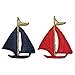 ID 1884AB Set of 2 Ship Patches Sailboat Nautical Embroidered Iron On Applique