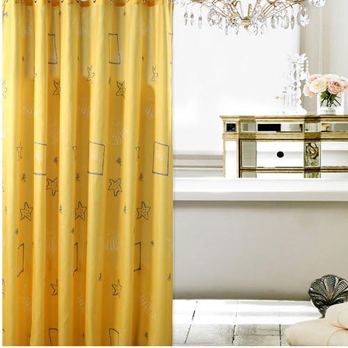 Popular Shower Curtain Genuine Waterproof Polyester Shower Curtain Mildew Thick Yellow Shells Bathroom Hook To Send Heavier Sinker 200CM(W) x 240CM(H)