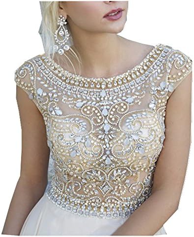 Tianzifang Women's Prom Dress A Line Champagne Tulle Long Evening Dress Size 8 Champagne
