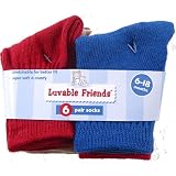Luvable Friends Casual Crew Baby Socks, 6 Pack, Blue-Red