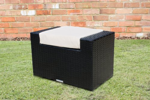 Black All Weather Outdoor Rattan Garden Footstool top Garden Furniture product Black All Weather Outdoor Rattan Garden Footstool picture