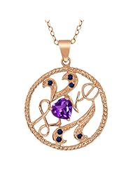 0.52 Ct Purple Amethyst Sapphire Rose Gold Plated Sterling Silver Pendant