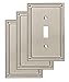 Franklin Brass Classic Beaded (3-Pack) Decorative Light Switch Cover Wall Plates Brushed Nickel 1-Gang Wall Plate Switch/Toggle Plate Guards Electrical Outlet Covers W35058V-SN-C