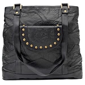 Embassy Black Italian StoneDesign Genuine Leather Shoulder Bag