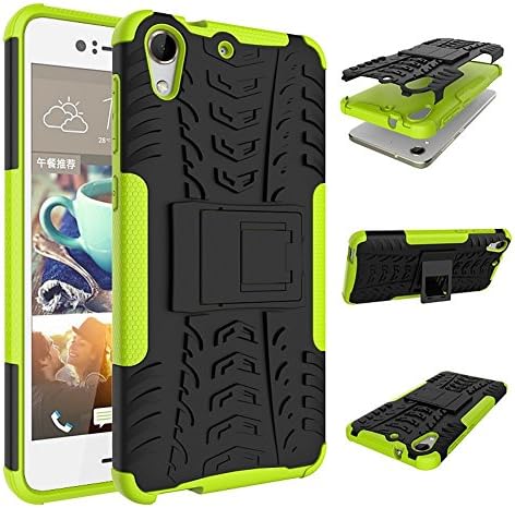 DWay Hybrid Case HTC Desire 728 Armor Design with Stand Feature Detachable Dual Layer Protective Shell Hard Phone Back Case Cover for HTC Desire 728 5.5 inches (Green)
