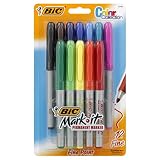 Bic mark-it Fine permanent marker assorted - 12 ct (070330334656)