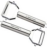 Brieftons Julienne Peeler/Cutter/Slicer: Serrated Stainless Steel Fruit/Vegetable Peeler & Julienne Slicer