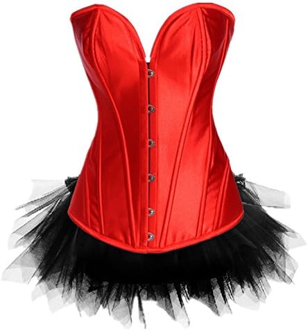 Erlion Pure Color Steel Boned Gothic Waist Trainning Corset + Mini Skirt