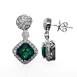 18K White Gold Emerald and Diamond Earrings