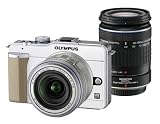 Olympus E-PL1  Compact System Camera - White (14-42mm Silver & 40-150mm Black Lenses)