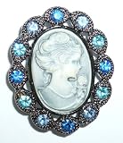 Blue Crystal Cameo Pin