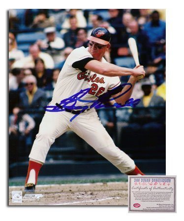 Boog Powell Baltimore Orioles MLB Hand Signed 8x10 Photograph Home Jersey Swinging