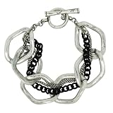 Kenneth Cole Urban Noir Black and Silver-Tone Link Bracelet