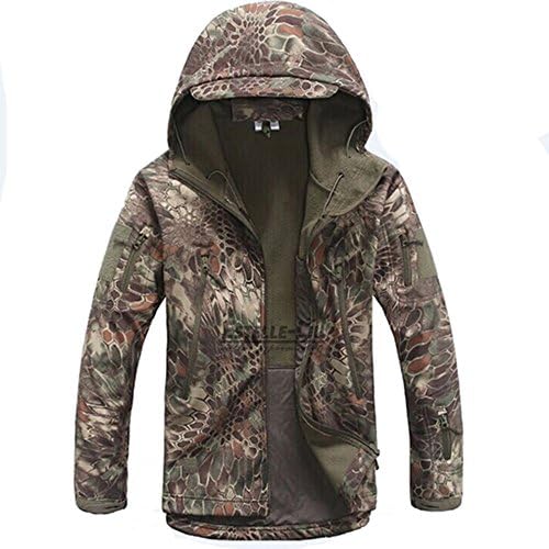 TAD V 4.0 Lurker Shark Skin Soft Shell Outdoor Hunting Camping Waterproof Windproof Jacket Tactical Sports Coat Army Clothing (Green Python, XXL)