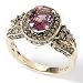  : 14K GOLD APATITE OR PINK TOURMALINE CHOCOLATE DIAMOND RING