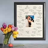 Personalized Gift - Wedding Wishes Signature Guest Book Picture Photo/Photograph Frame - Laser Etched / Engraved Matting