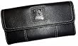 Women's Tignanello Wallet Touchables Flap Check Clutch Genuine Leather Black