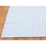 Homescapes - 100% Cotton Gingham Check Rug - Hand Woven Light Blue White - 60 x 90 cm - Washable at Home - Kids Room or Bath Matby Homescapes