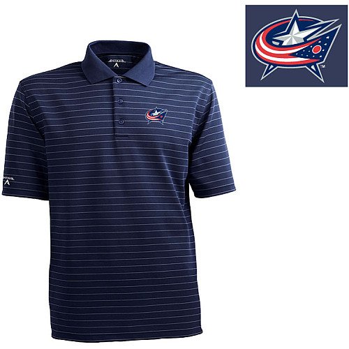 Antigua Columbus Blue Jackets Elevate Striped Polo Shirt Extra Large