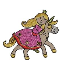 Prinzessin 7,3 cm * 6,3 cm B�GELBILD AUFN�HER APPLIKATION M�rchen Fee Pferd Einhorn K�nigin