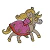 Prinzessin 7,3 cm * 6,3 cm B�GELBILD AUFN�HER APPLIKATION M�rchen Fee Pferd Einhorn K�nigin