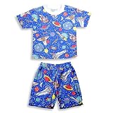 Sara's Prints - Boys Short Sleeve Shortie Pajamas, Blue